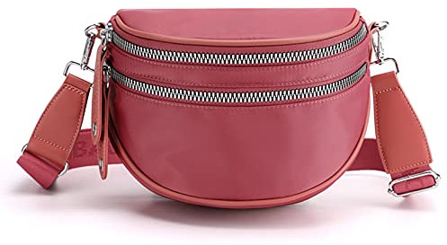 FANDARE Casual Schultertasche Backpack Sling Gürteltasche Brusttasche Jugendliche Leichte Umhängetasche Rucksack Sporttasche Herren Damen Reise Freizeit Outdoor Sports Nylon Wasserdicht Rosa