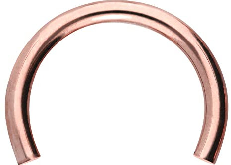 PIERCINGLINE Titan Hufeisenring mit Gewinde 0,9 mm OHNE KUGELN Piercing Lippe Ohr Tragus Helix Roségoldfarben 1,2 x 10 mm