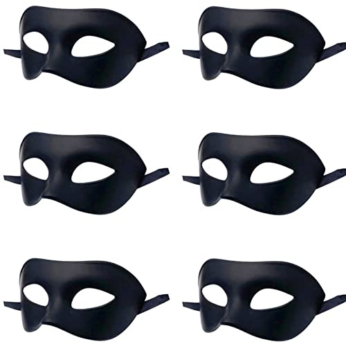 LECMACY Masques pour hommes et femmes en masque vénitien Rome Demi-Visage Yeux Masques Mardi Gras sur le thème du Costume Cosplay Ensemble taille unique (noir pur-6 pièces)