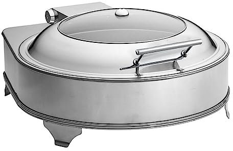 Stalwart DA-AD6002 Chafing Dish Electric Heating Round Glass lid Stainless Steel 6 litres