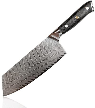 KÜCHENKOMPANE – Kiiro Nakiri Damastmesser mit Carbon-Blattgold Griff inkl. Geschenkbox | Küchenmesser | Kochmesser geschmiedet & handgefertigt aus Damaststahl | rostfrei & scharf | Designed in Germany
