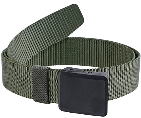 KYEYGWO Unisex Nylon Gürtel mit Kunststoffschnalle, Einstellbare Stoffgürtel Tactical Military-Gürtel Outdoor Taillengürtel Freizeit Arbeitsgürtel für Herren und Damen, Grün