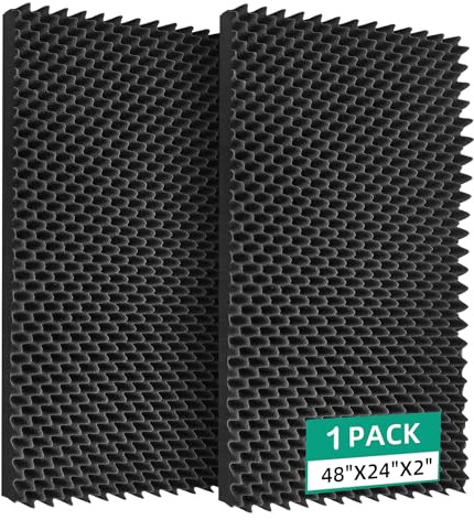 ZHOJEREL 1 Pack 48 X 24 X 2 Sound Proof Foam Panels for Walls, High-Density Egg Crate Acoustic Foam for Noise Reduction & Echo Control in Home Studio, Recording Room, Office