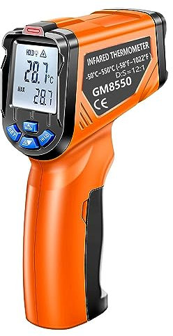 Infrarot Thermometer -50℃~550℃ Temperaturmessgerät Berührungslos mit LCD Display für Kochen/Barbecue/Gefrierschrank/Industrie