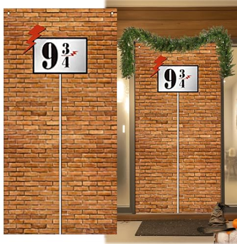XoeLLe 9 und 3/4 Cross Station Backstein Mauer Hintergrund, Einschulung Geburtstag Banner Deko, Wizard Party Banner Hintergrund Magischen Schule Junge Mädchen Deko Geheime Passage zur Zaubererparty