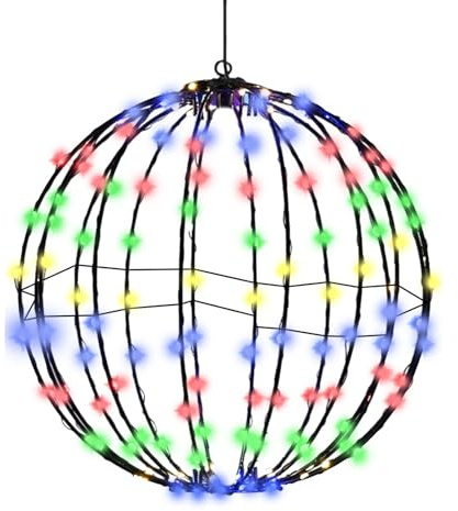 Sphere Lumineuse Exterieure Noel (2525 lumières colorées) - Boules Lumineuses Extérieures LED | Pliable Boule Lumineuse À Structure en Métal pour Arbre Porche Cour Jardin Fête De Mariage Décoration