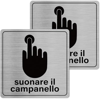 YIKIADA 2 Cartello Suonare il Campanello Adesivo Targhetta in Alluminio Piccola Ideale Sia per l'esterno che per l'interno 9 X 9 CM