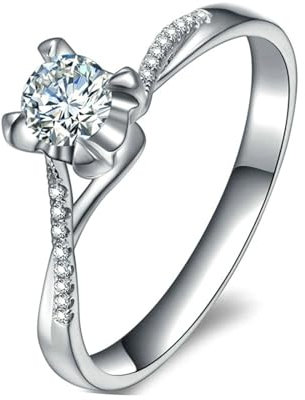 ANAZOZ Eheringe 950 Platin, Solitärring Damen Trauringe mit Labor Diamant 0,3 Karat und Moissanite größe 63 (20.1)