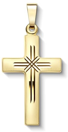 EDELIND Kreuz Anhänger 585/14K Gelbgold Echtgold Goldanhänger Goldkreuz für Damen, Herren, Kinder Kettenanhänger Kreuz Anhänger Gold mit Schmuck Geschenkbox