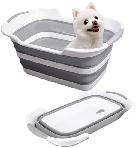 Faltbare Haustier-Badewanne mit Abflussloch,Tragbare Hundebadewanne,Faltbare Hundebadewanne,Fragbare Badewanne für Kleine Hunde, Katzen,für den Innen- und Außenbereich geeignet (Größe: 60cm x 40cm)