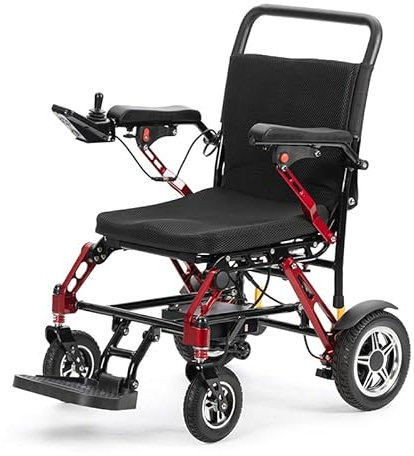 Elektrische Rollstühle Magnesium 7008 - Elektrorollstuhl Faltbar Mit Battery 24 V 10Ah - Sitzbreite 42 cm Gewichtskapazität 100 kg (M08 - Joystick rechte Seite)