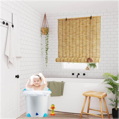 Bambus Rollo Jalousine mit Hakenaufhängung wasserdichte Terrasse Bambus Jalousien Garten Sonnenschutz Natür Bambusrollo Anti-UV Balko Bambus Rollo 50cm 60cm 140cm 160cm 180cm Breit (Farbe : Originalf