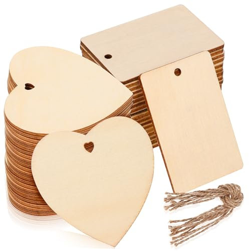 RORPOIR Unbehandelte Holzscheiben Rechteck Form Holz Handwerk Scheiben Hängende Dekoration Für DIY Weihnachtsdeko Anhänger Bastelmaterial Für Wand Veranda Ornament
