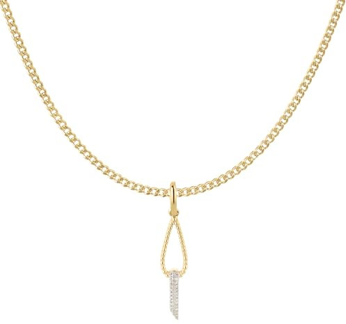 Ardeo Aurum Damen Schmuck-Set aus 375 Gold Gelbgold mit 0,03 ct Diamanten Brillanten Anhänger Panzerkette 1,4 mm 60 cm