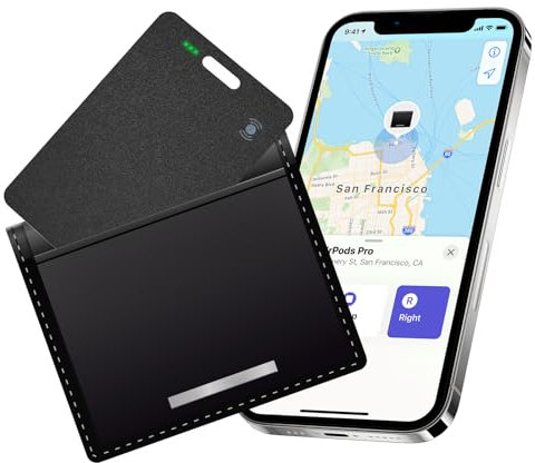 Olycism Wallet Tracker Card Bluetooth (IOS Only) Key Finder for Wallet Card Backpack Support Wireless Charging Luggage Tracker for Suitcases with 98 Feet Finding Range IPX8 Waterproof