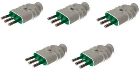 gloca 5x Spina Professionale Volante 10A 2P+T Bianco Maschio Standard Italiano 250V
