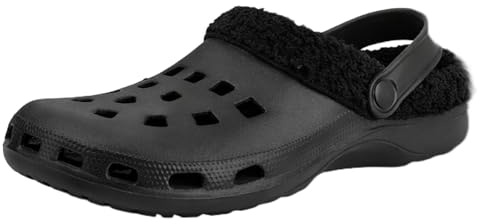 AB Hats and Accessories Mens Fur Lined Clogs Slip On House Shoes Comfort Cosy Soft Mules Slippers (Black, UK Footwear Size System, Adult, Men, Numeric, Medium, 9)