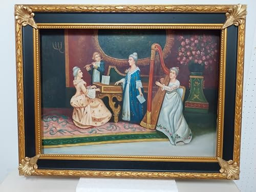 Generico Bild auf Leinwand, Barock-Szene, 700 Zoll, Rahmen aus Holz, Blattgold, 86 x 66 cm
