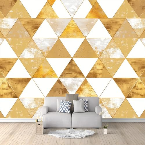 Fototapete Geometrisches Gitter Gelb 400x280 cm 3D Vliestapete Wandbild, Mustertapete Moderne Wandtapete, Wohnzimmer Schlafzimmer Kinderzimmer Büro Flur Wanddeko