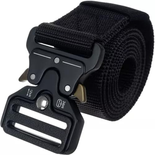 GADIRIA Cinturón Táctico Hombre con Hebilla de Metal de Liberación Rápida para Fuerzas de Seguridad, Vigilancia, Airsoft, Trabajo, Cinturón Táctico Policial y Militar - Muy Alta Resistencia. (Negro)