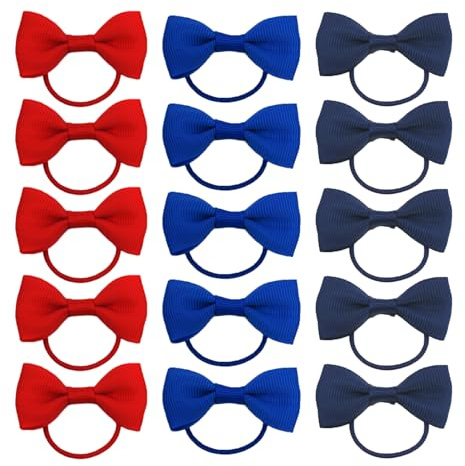 15 stycken hårsnoddar med rosett, elastiska hårband med rosett, enfärgade hårband med gummiband, hårtillbehör för flickor med hög hästsvans, enkel hårgummidekoration