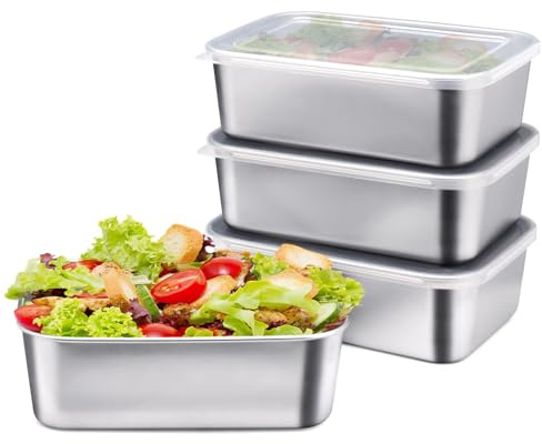 Edelstahl-Lebensmittelbehälter mit Deckel, Edelstahl-Snack-Behälter, Mehrzweck-Aufbewahrungsbehälter für Lebensmittel 4 Stück
