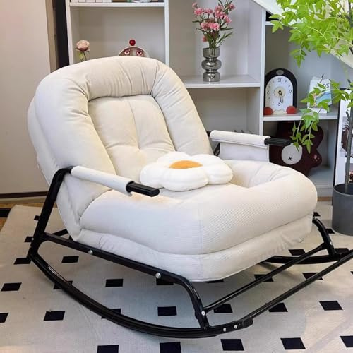 BRCYKRWY Rocking Glider, Nursery & Indoor Reading Chair - 3-Way Adjustable Back, Modern Accent Glider with Padded Cushion