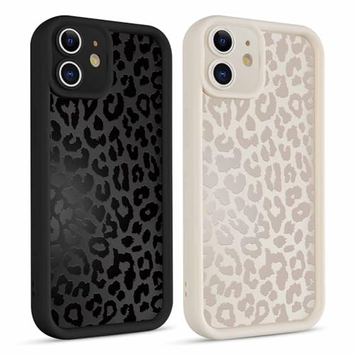 Kueqeay 2 Stück Hülle für iPhone 11 6,1, Handyhülle mit Aesthetic Muster Design Matte Schutzhülle,Ultra Weich Silikon Dünn TPU Case Stoßfest Kratzfest Bumper Cover, Leopard 2