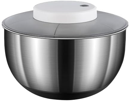 Salad Spinner 4.8L, USB Rechargeable Lettuce Spinner Stainless Steel Salad Rotator, Stainless Steel Electric Vegetables Washer Dryer, Large Automatic Salad Vegetable Spinner for Fruit & Vegetables
