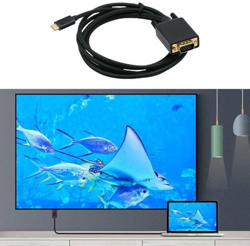Wilgure Cable adaptador USB 3.1 tipo C macho a VGA macho de 31 pulgadas FullHD soporte de vídeo para escritorio y proyectores