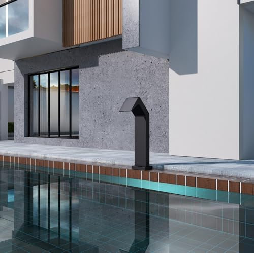 IMEX - Cascata Piscina in Acciaio S.316 | Fontana per Piscina a Cascata da 150 x 55 mm | Pool Fountain con getto per terrazza esterna | Acqua fredda | Serie Niagara | Colore nero opaco