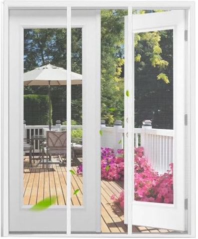 MagnéTique Moustiquaire Porte Moustiquaire 115x255cm Blanc Enroulable Moustiquaire Porte Fenetre Facile à Installer sans Percer pour Porte d Entrée Intérieur/Patio