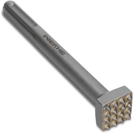 WERHE Burin Boucharde SDS Max 16 Dents, 220 mm, Pour Béton, Pierre, Plâtre | pointes carbure pour longue durée de vie, emmanchement 18 mm, poids 0,567 kg, idéal pour rendre rugueux avant revêtement