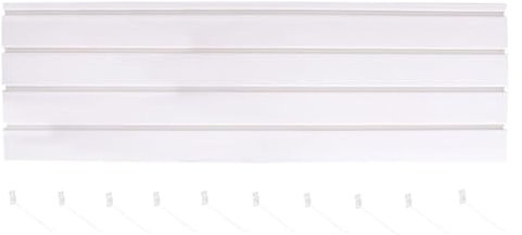 Panneau Mural À Lattes Avec 10 Crochets Pour Rangement D'affichage, Support Mural Robuste En Métal, Cuisine, Atelier, Magasin De Détail, Panneaux Muraux À Lattes Emboîtables-White/4pcs||100x31cm