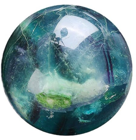 DECORN Esfera de Bola de Cristal Verde fluorita Natural de curación de Piedras Preciosas para la adivinación/Chakra Equilibrio/Yoga/hogar/Oficina FengShui decoración,40mm
