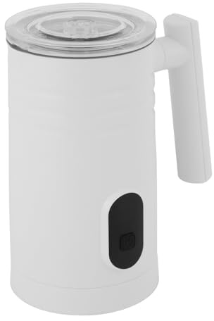 Montalatte elettrico 4 in 1, 350 ml, per schiuma di latte calda e fredda, spegnimento automatico per latte, macchiato, cappuccino (bianco)