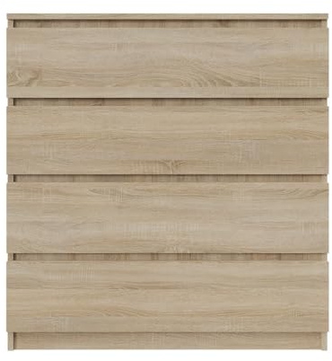 YUMEBLY Kommode mit 4 Schubladen 90 cm | Farbe: Sonoma, Ideal für Schlafzimmer, Wohnzimmer, Kinderzimmer und Büro | Geräumige Kommode| Modernes Design | 90x97x40 cm