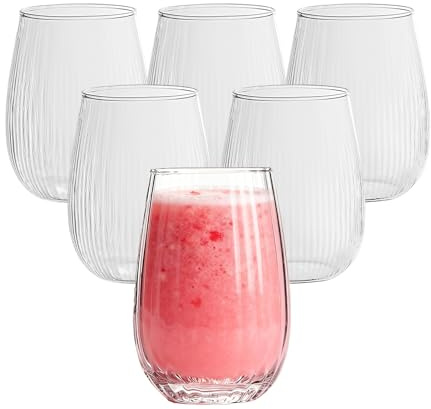 Henrrida Gläser Geriffelt Set of 6 Matcha Gläser 400ml Trinkgläsers Spülmaschinenfest 13.5 oz - Eiskaffee Gläsers ist sowohl für heiße als auch für kalte Getränke geeignet