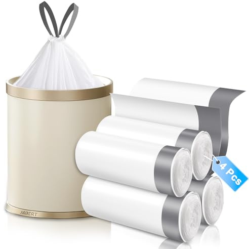 CORESLUX Bolsas de basura de 50 litros, bolsas de basura con cordón, bolsas de basura grandes, fuertes, sin perfume, universales, (4 rollos, 100 unidades en total, 61 cm x 70 cm)
