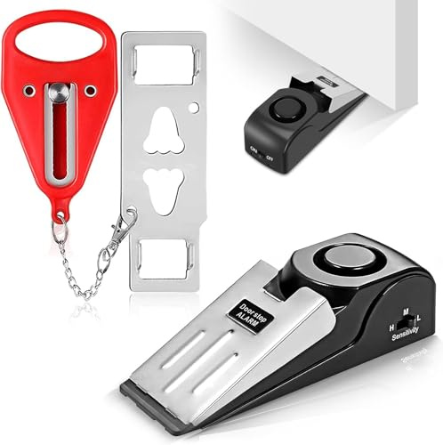 Door Stop Alarm & Portable Door Lock - Hotel Door Jammer with 150dB Alert - Adjustable Security Device for Travel & Home Protection - Travel Safety Kit