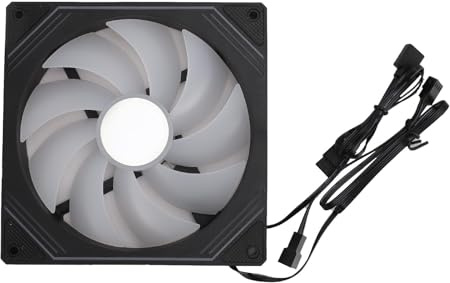 Alomejor Enfriador de Carcasa ARGB, Rendimiento óptimo, Ventilador de Refrigeración con Disipación de Calor de 140x140x25 Mm para un Funcionamiento Silencioso y Estable (Negro normal)