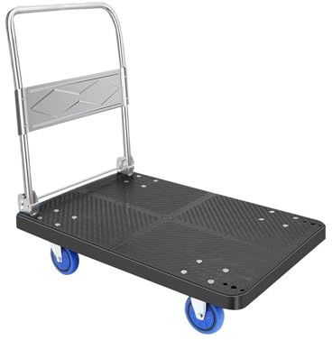 Sackkarre Plattformwagen, Rollwagen, Hochleistungs-Stahl, Faltbarer, großer Pritschenwagen Ziehwagen(Schwarz)