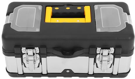 Baluue Mallette à Outils Multifonction en Acier Inoxydable 14 Pouces, Boîte à Outils Portable Renforcée, Rangement Robuste pour Outillage Manuel et Électrique, Stockage Pratique