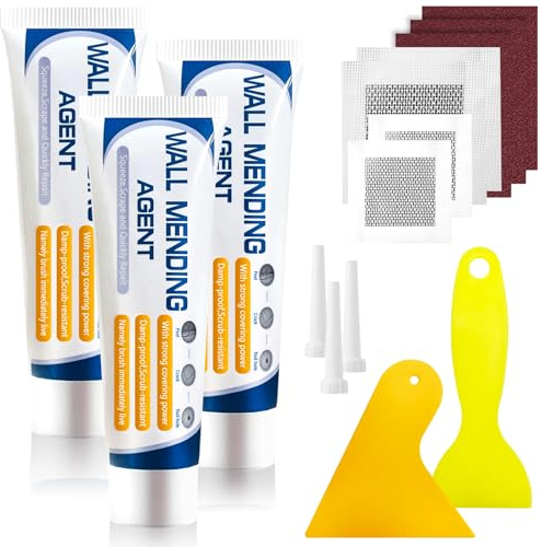 MZJAUVF 450g Rebouche Trou Mur Blanc, 3 * 150g Enduit de Rebouchage Prêt à l'emploi, Enduit de Rebouchage Blanc, Efficacement les Rayures, Fissures, Trous, Graffitis Sur les Murs