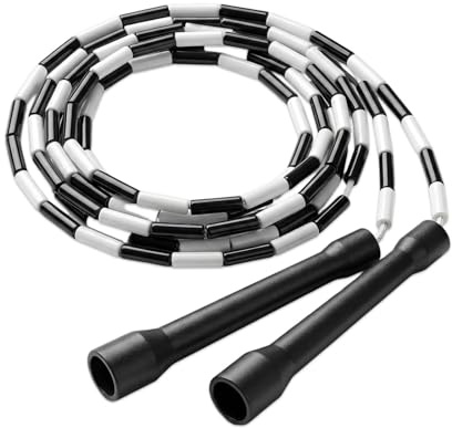 Cuerda de saltar ajustable de 2,8 m, con asas de ABS y perlas de Tpe, sin enredos, para saltar, para adultos, fitness, entrenamiento en interiores y exteriores