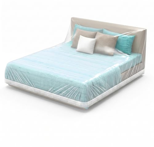 RhiVrillion Extra Starke Abdeckfolie mit Spanngummi, 520x300 cm, wasserdicht & staubdicht, Wiederverwendbare Malerfolie für Möbel, Auto, Bett, Renovierung & Hausstaubschutz