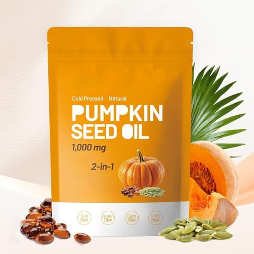 Capsule di olio di semi di zucca| Pressato a freddo | Olio di semi di zucca per capelli, prostata e vescica | con acidi grassi essenziali, non OGM