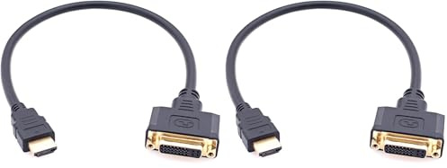 JZK DVI to HDMI Adapter Cable, Bi-Directional HDMI Male to DVI Female 24+5 Cable Lead Cord for 1080p Full HD 1920x1080 HDTV, Projector, DVD, PC (Pack of 2)