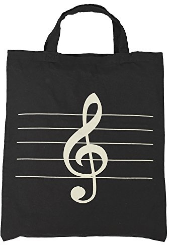 PUNK Baumwoll-Handtasche für Damen, Einkaufstaschen mit Muisc-Notenschlüssel-Motiv, hohe Noten und Musikinstrumente, 36 x 41 cm