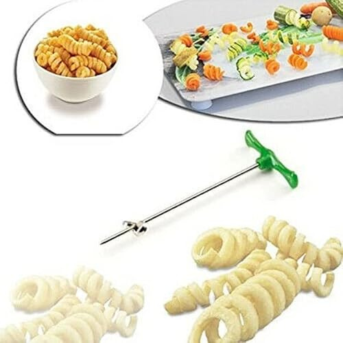 Trade Shop - TAGLIA SBUCCIA PATATE A RICCIOLO MANUALE ASTA SPIRALE ACCIAIO SVUOTA ORTAGGI -
